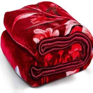 AUBORON Self Design Double Woollen Blanket  (Woollen Blend, RED)