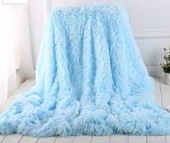 AUBORON Self Design Double Woollen Blanket  (Woollen Blend, BLUE)